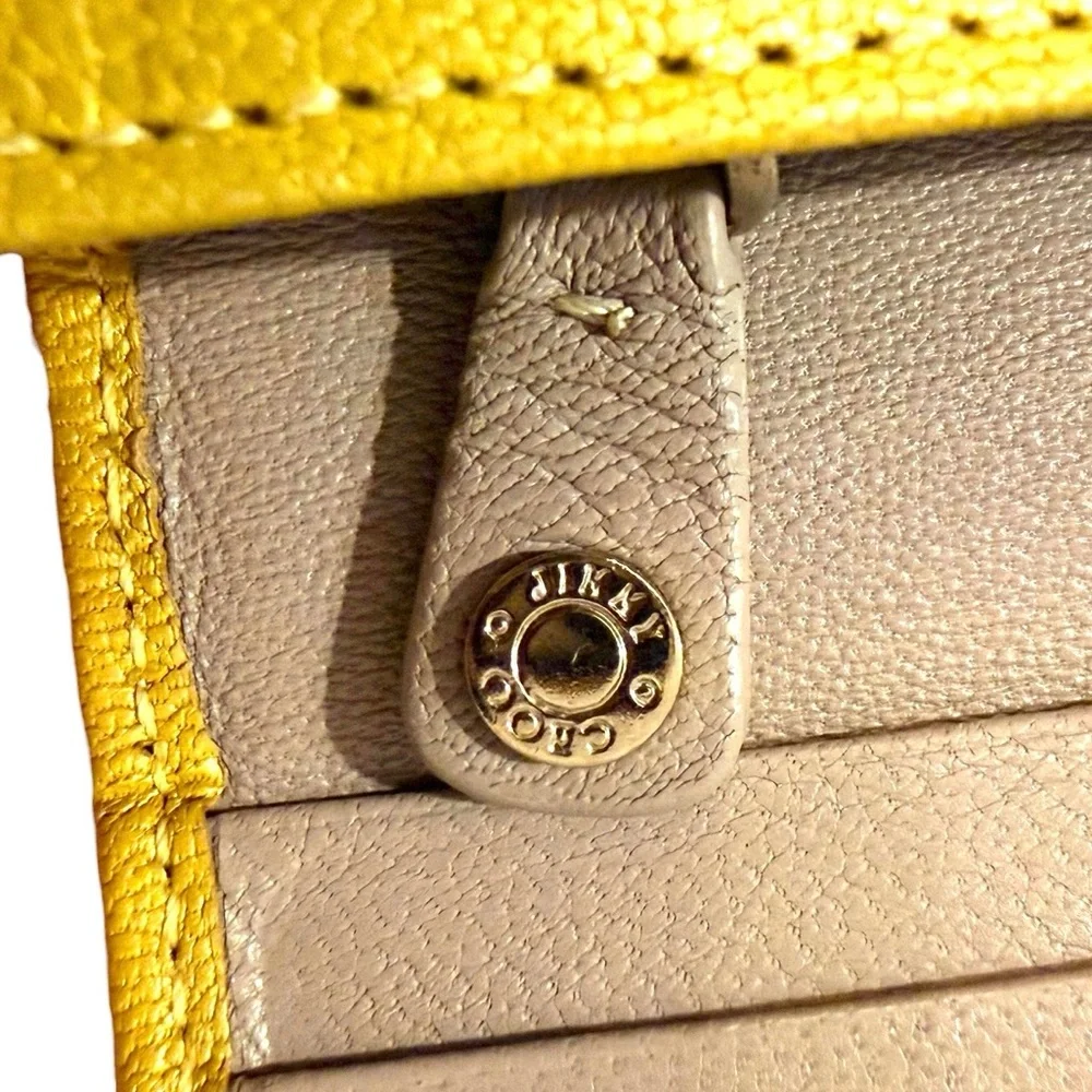 Jimmy Choo Nino Crystal Star-Studded Pearlized Yellow Leather Wallet and COA - Picture 13 of 17